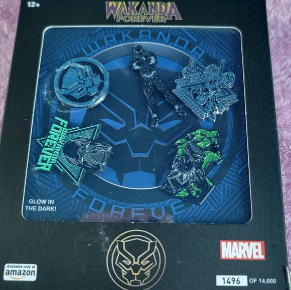 Limited Edition Marvel Black Panther Wakanda Forever Enamel Pin Set - Picture 3 of 5